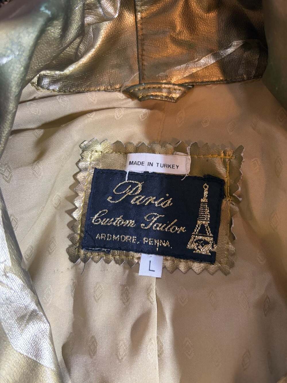 Paris Custom Tailor Ardmore Penna Vintage Metallic Gold Trench Coat - Picture 3 of 3
